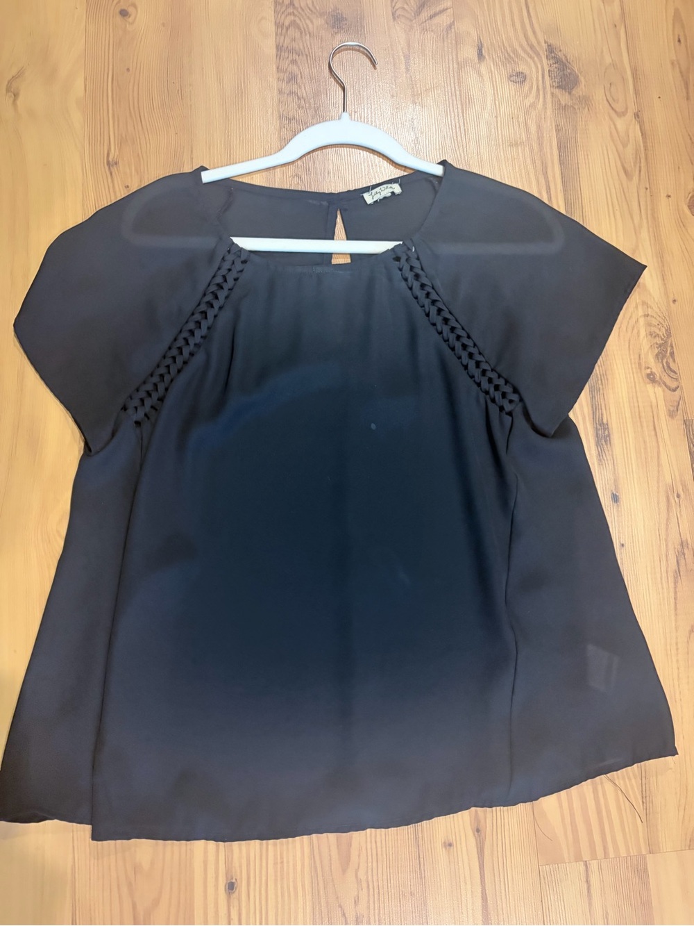 Lindy Bop Black Braided-Detail Cap Sleeve Top